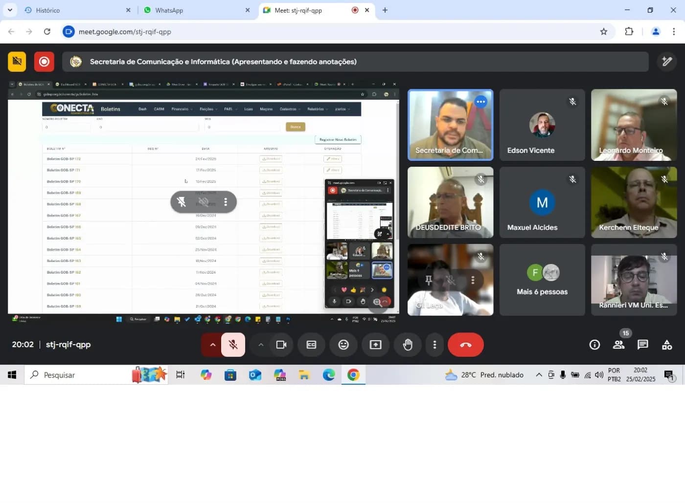 Registro fotográfico: REUNIÃO VIRTUAL SOBRE O SISTEMA CONECTA