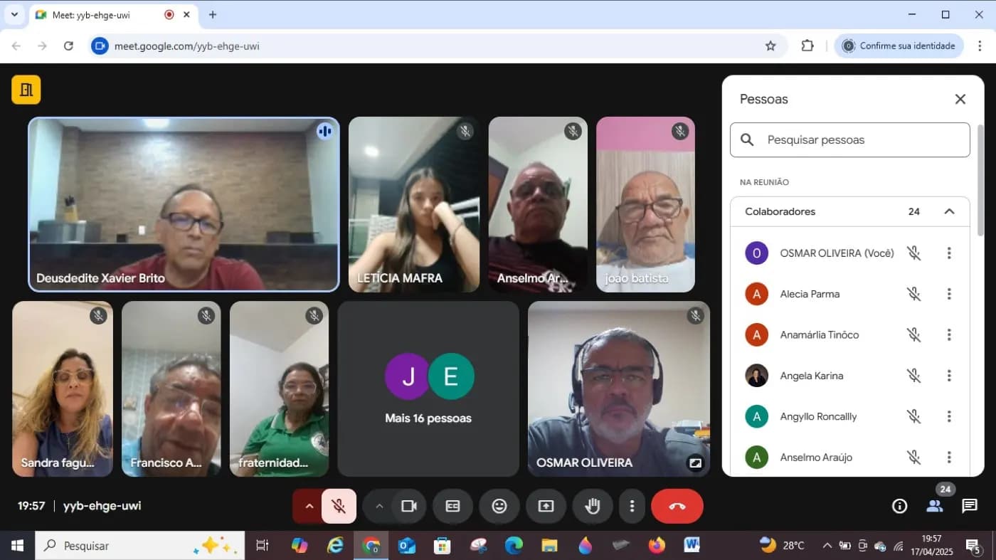 Registro fotográfico: REUNIÃO VIRTUAL DE PLANEJAMENTO PARA A AÇÃO FILANTRÓPICA ESTADUAL COORDENADA PELO GOB-RN, A SER REALIZADA NO DIA 26/04/2025 – CAMPANHA SAÚDE FÍSICA E MENTAL, AUTOCUIDADOS E BEM-ESTAR.