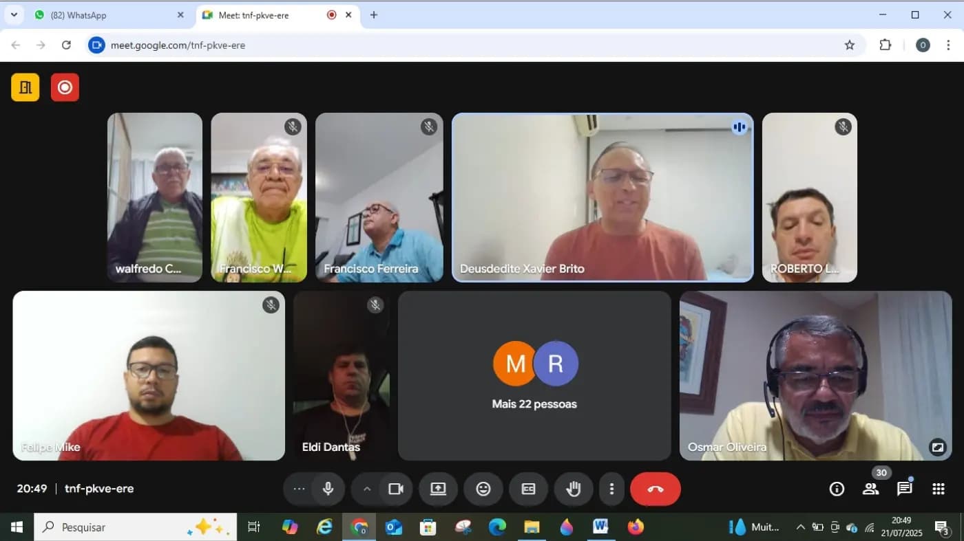 Registro fotográfico: PARTICIPAÇÃO DO GRÃO-MESTRE E DO GRÃO-MESTRE ADJUNTO DO GOB-RN EM REUNIÃO VIRTUAL COM OS VENERÁVEIS MESTRES DAS LOJAS MAÇÔNICAS JURISDICIONADAS
