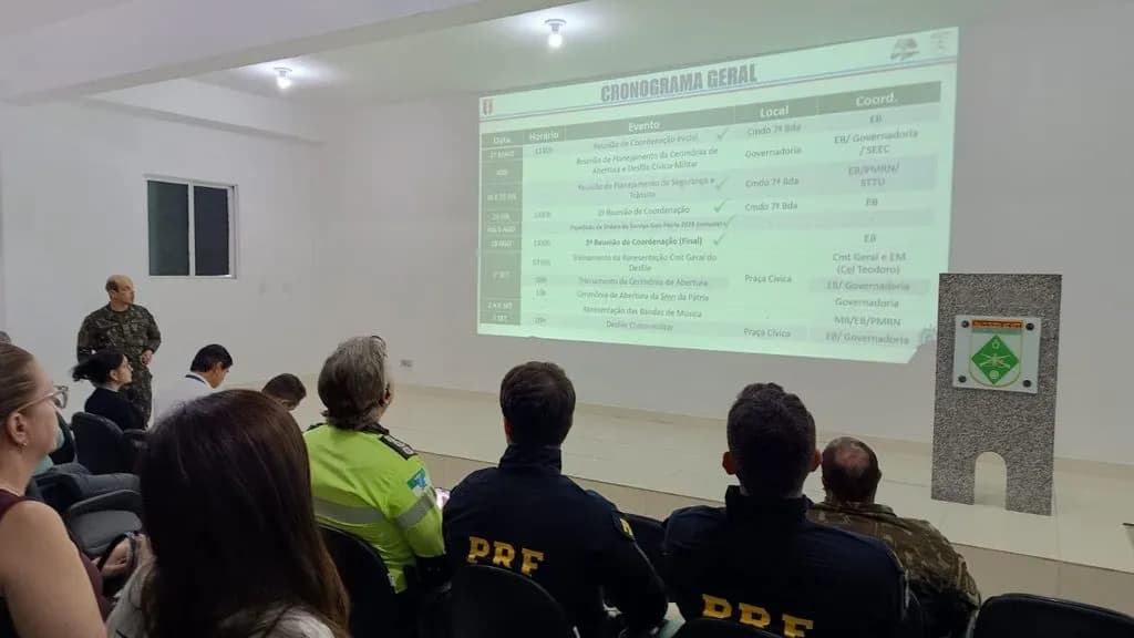 Registro fotográfico: PARTICIPAÇÃO DO GRÃO-MESTRE DO GOB-RN NA 3ª REUNIÃO DE PLANEJAMENTO PARA O DESFILE CÍVICO MILITAR 2026, EM HOMENAGEM À INDEPENDÊNCIA DO BRASIL.