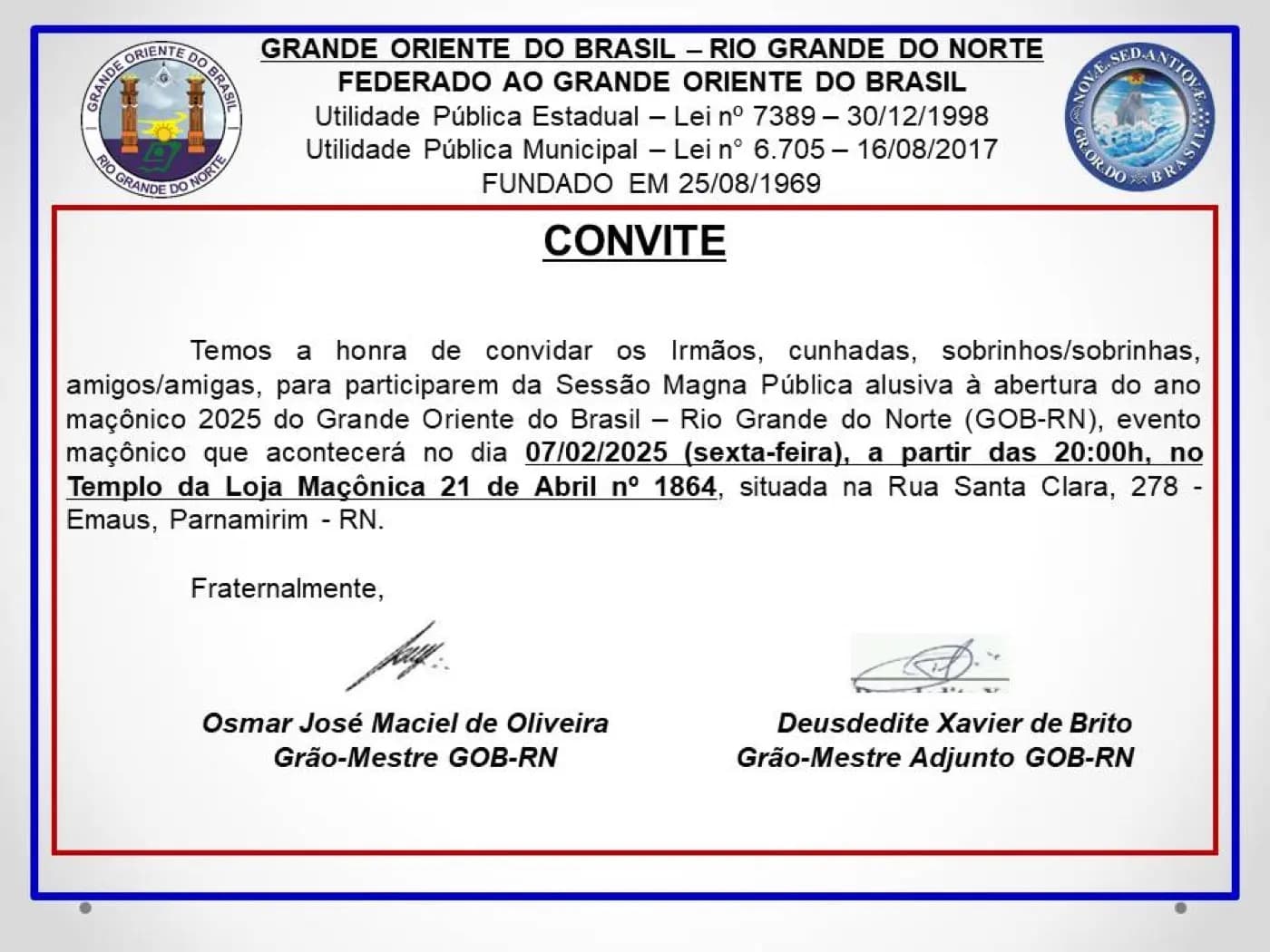 Registro fotográfico: CONVITE