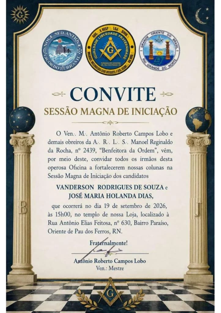 Registro fotográfico: CONVITE SESSÃO MAGNA INICIAÇÃO